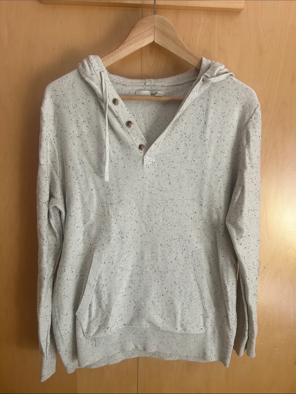 Cream Speckled Hooded Pullover Sweater